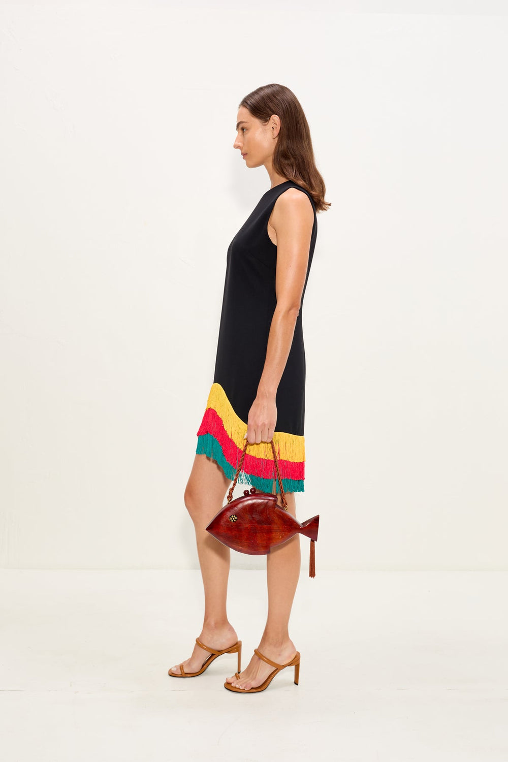 Bowie Fringe Mini Dress - Black Multi