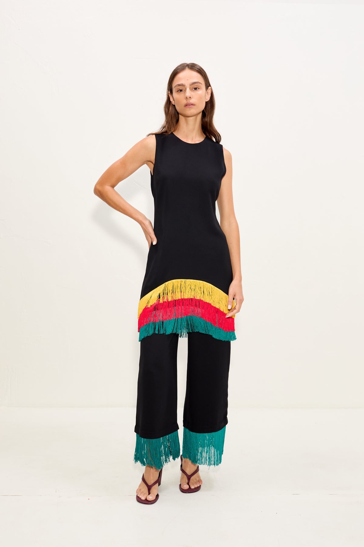 Bowie Fringe Mini Dress - Black Multi