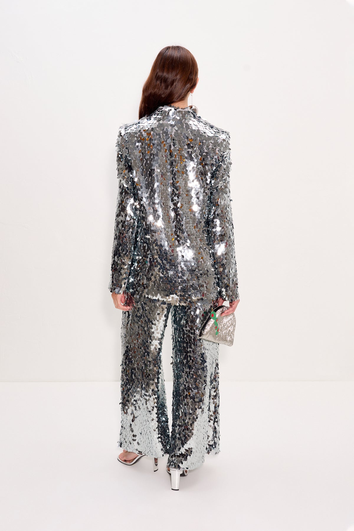 Leon Sequin Blazer - SATELLITE SILVER
