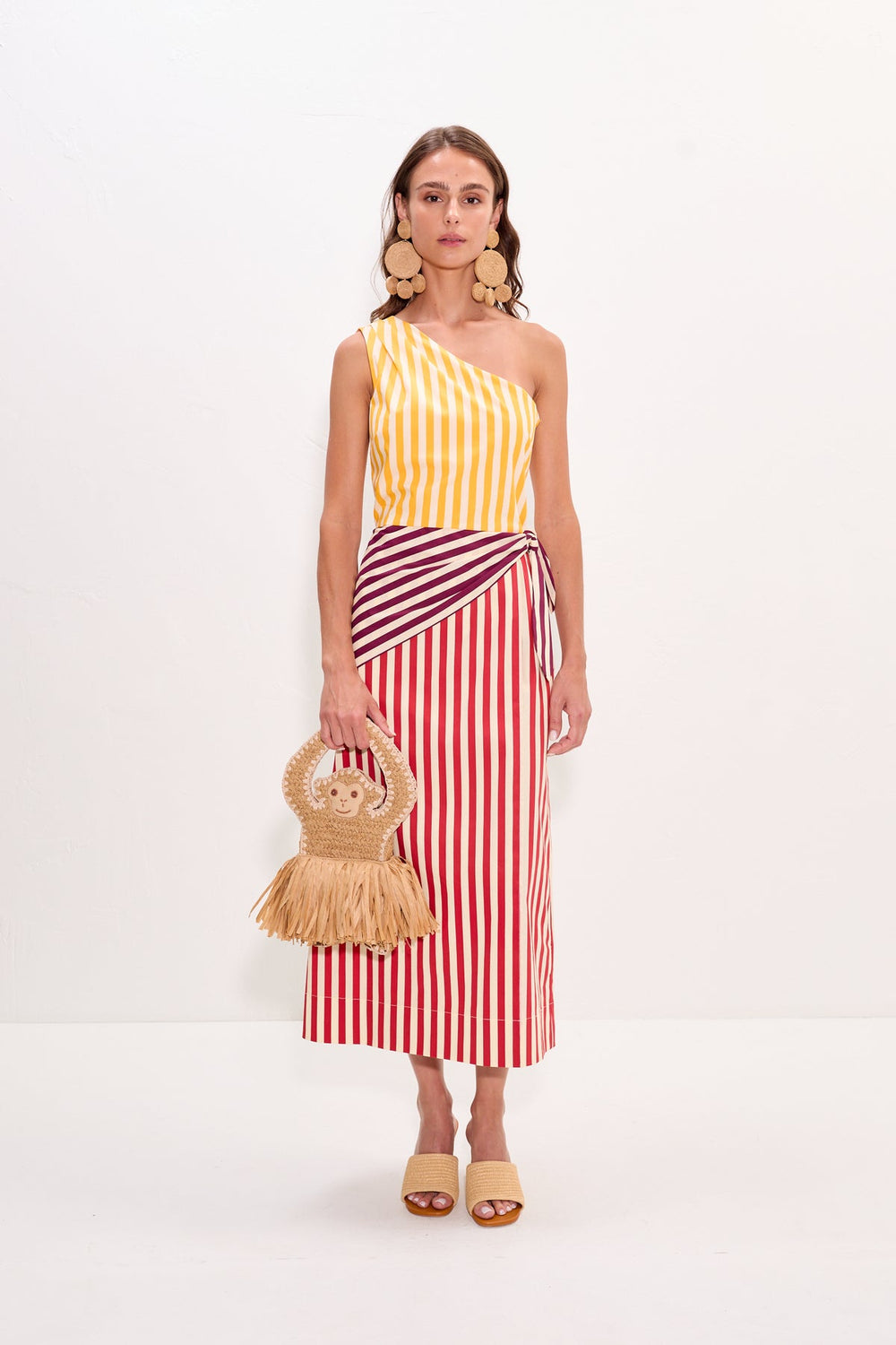 Belem Poplin Midi Dress - Red Stripe Combo