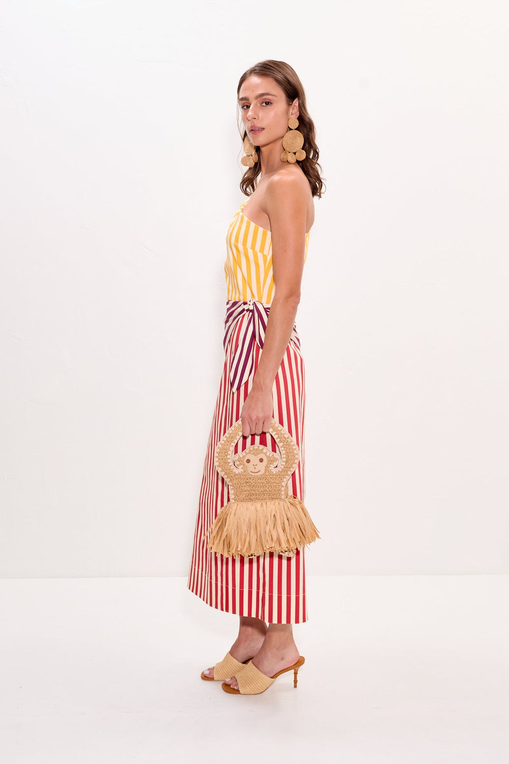 Belem Poplin Midi Dress - Red Stripe Combo