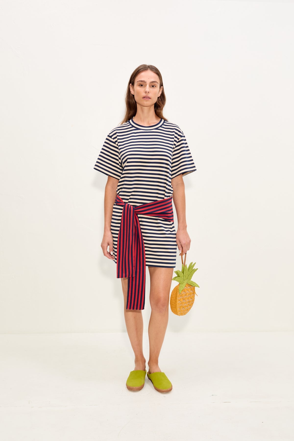 Lottie T-Shirt Dress - Navy Stripe Combo