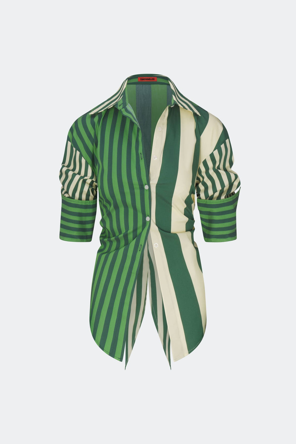 Loch Poplin Button Up - Green Stripe Combo