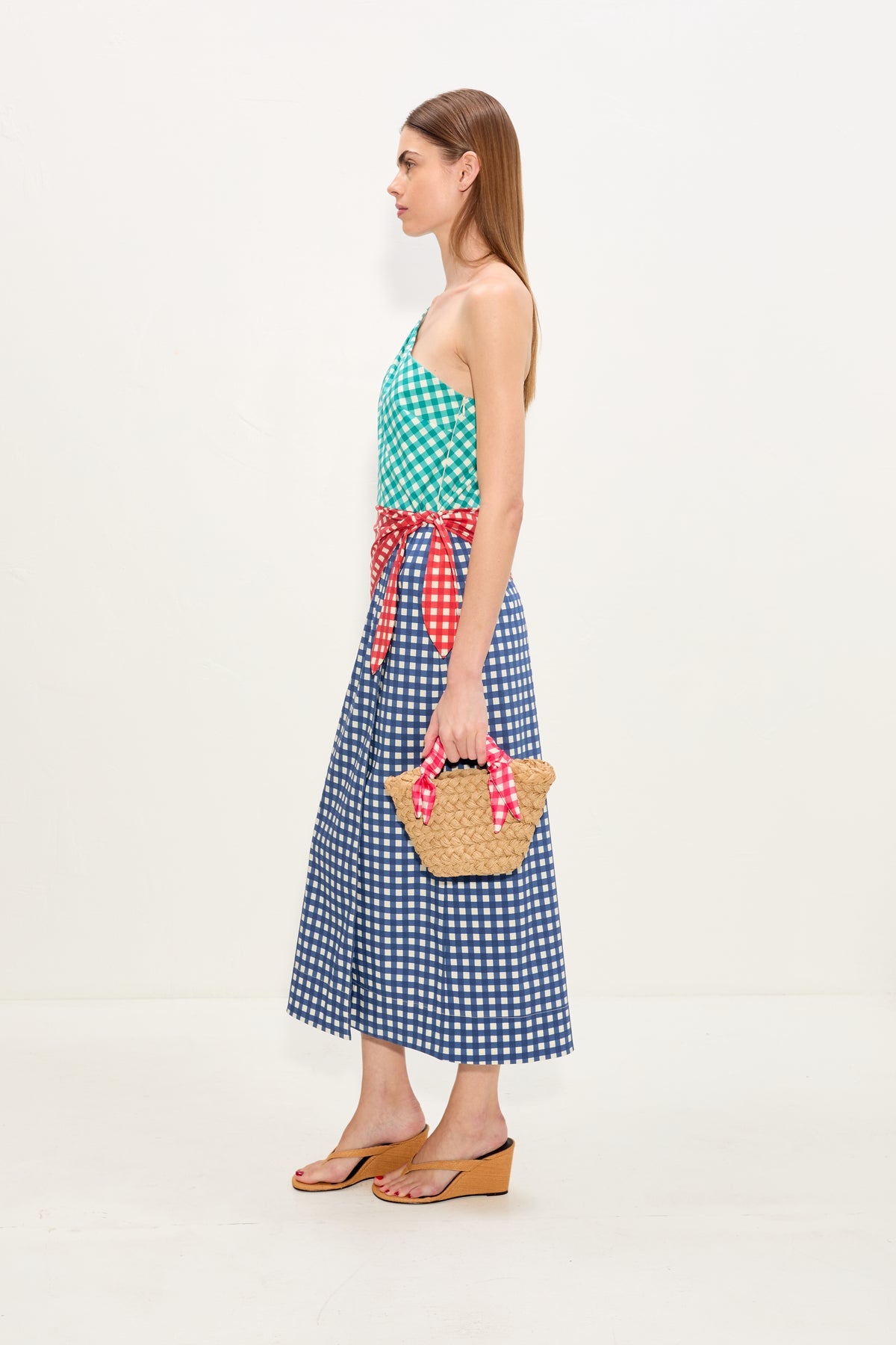 Belem Poplin Midi Dress - Teal Gingham Multi