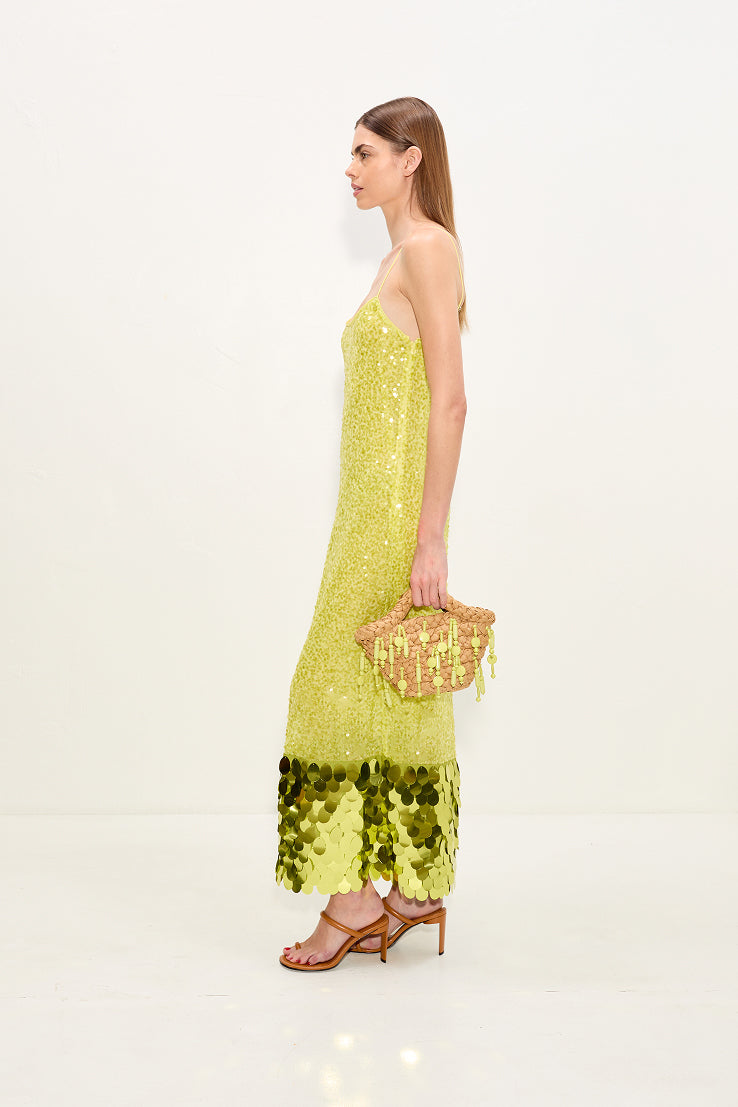 Imogen Sequin Midi Dress - Peridot Combo