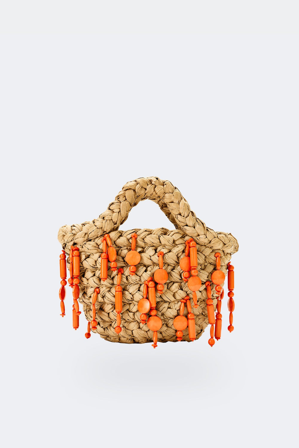 Beaded Shelly Bag - Natural/Orange