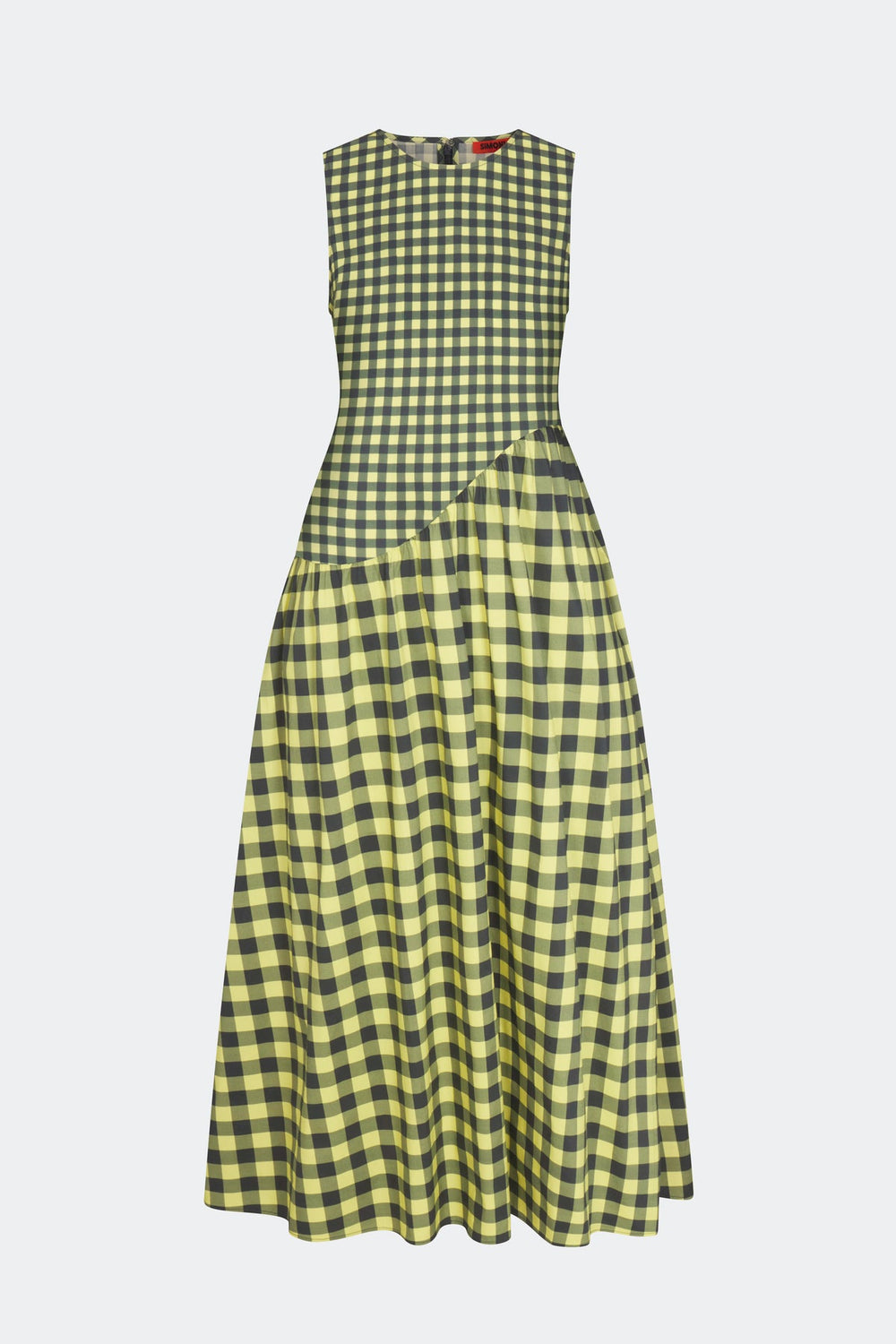 Laurel Poplin Midi Dress - Peridot/Ebony Gingham