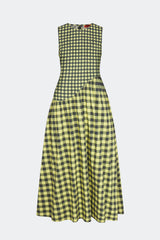 Laurel Poplin Midi Dress - Peridot/Ebony Gingham