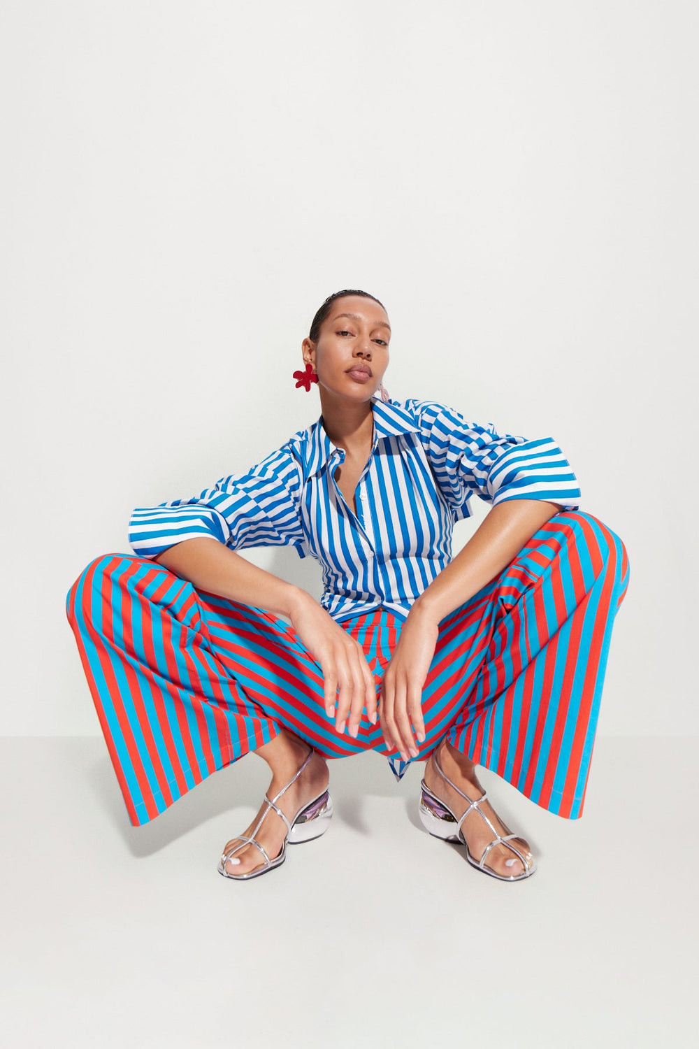 Loch Striped Poplin Button Up - BLUE STRIPE