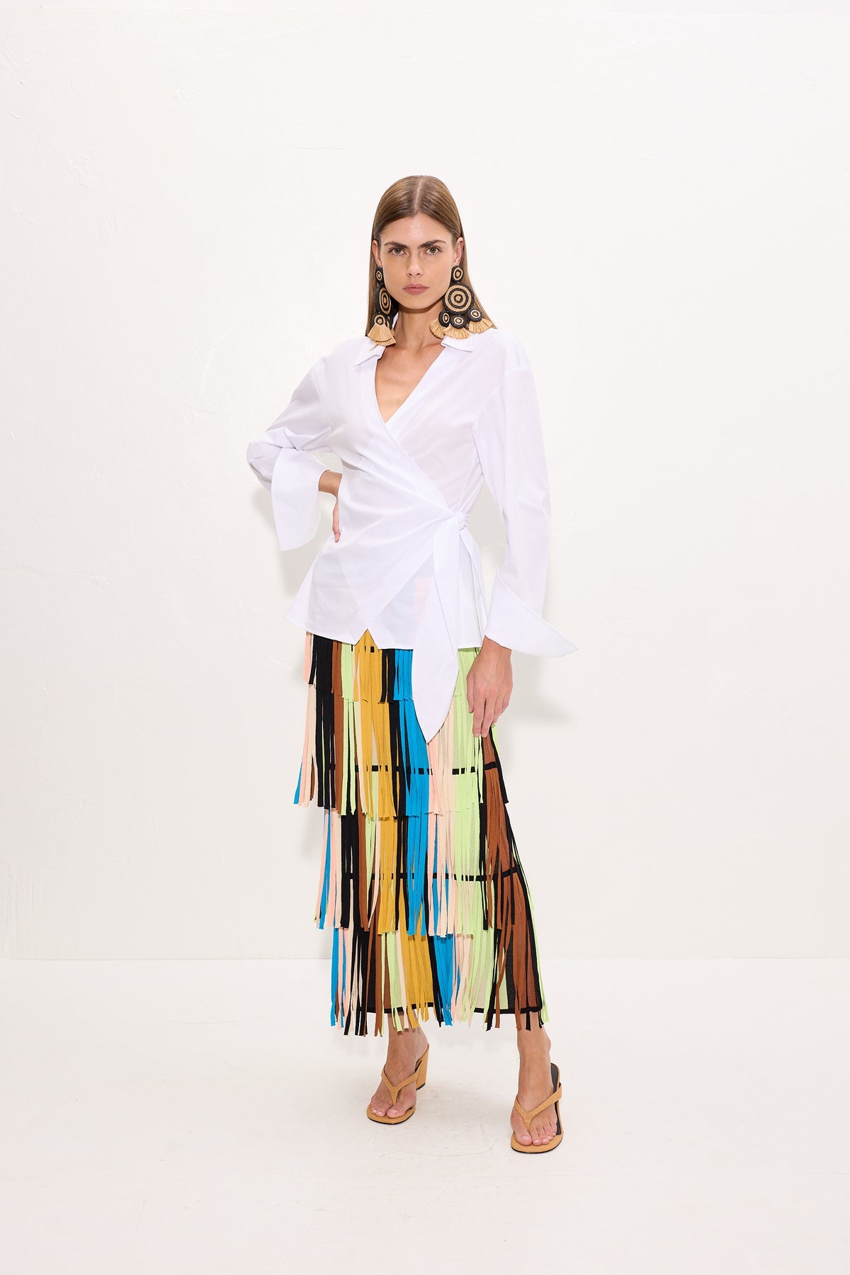 Anya Poplin Wrap Top - Macadamia