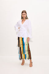 Anya Poplin Wrap Top - Macadamia