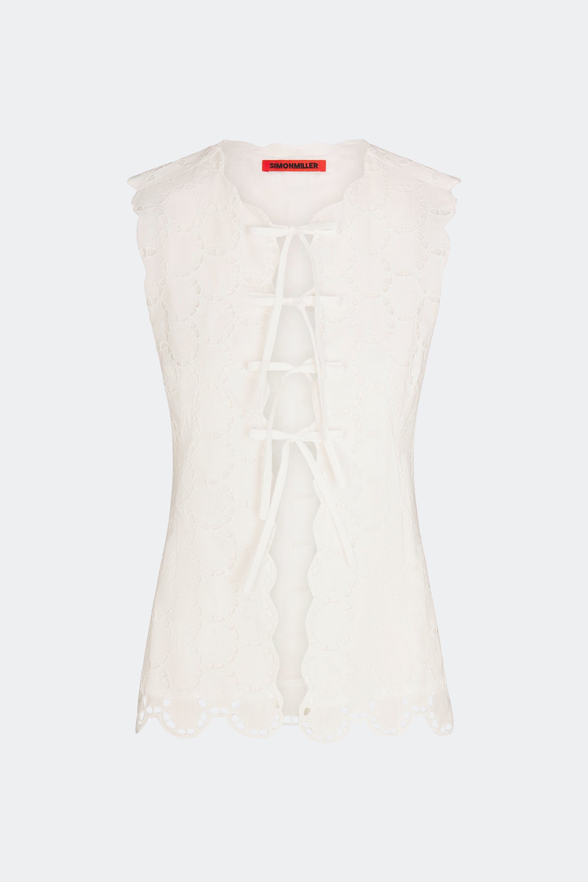 Delilah Eyelet Tie Top - Macadamia