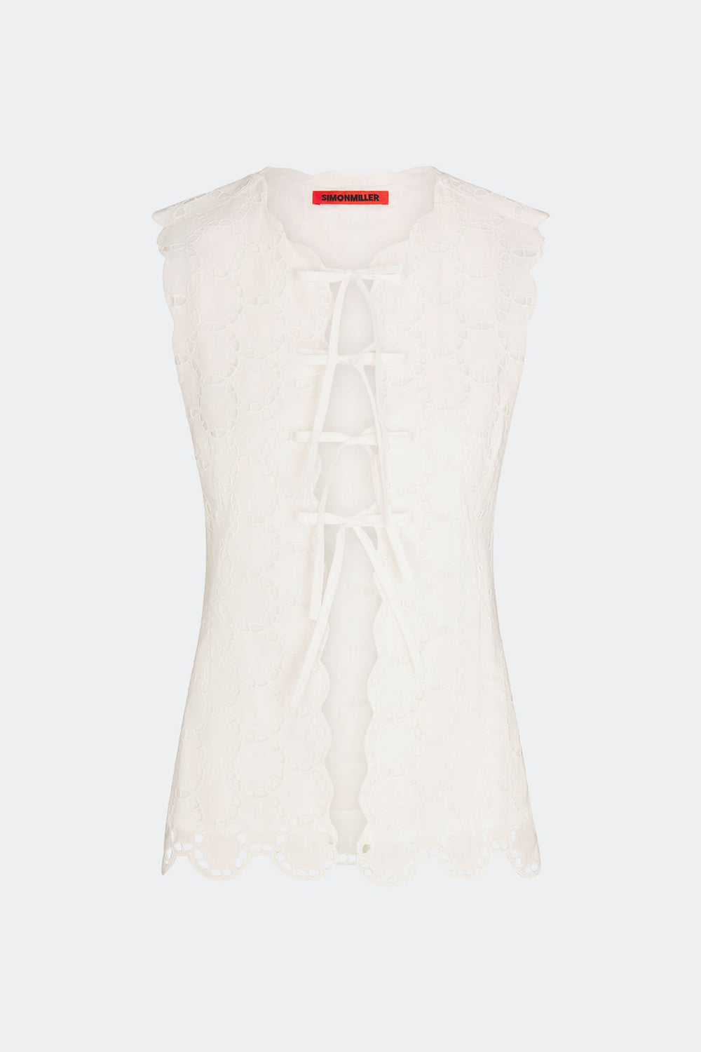 Delilah Eyelet Tie Top - Macadamia