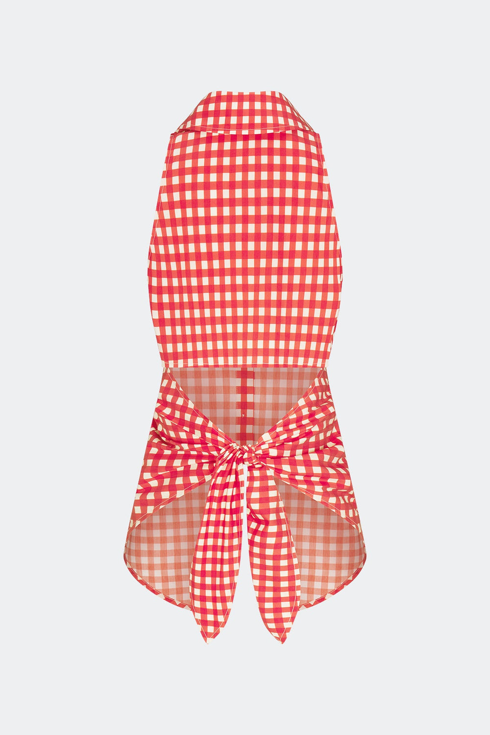 Loch Sleeveless Poplin Button Up - Tomato/White Gingham