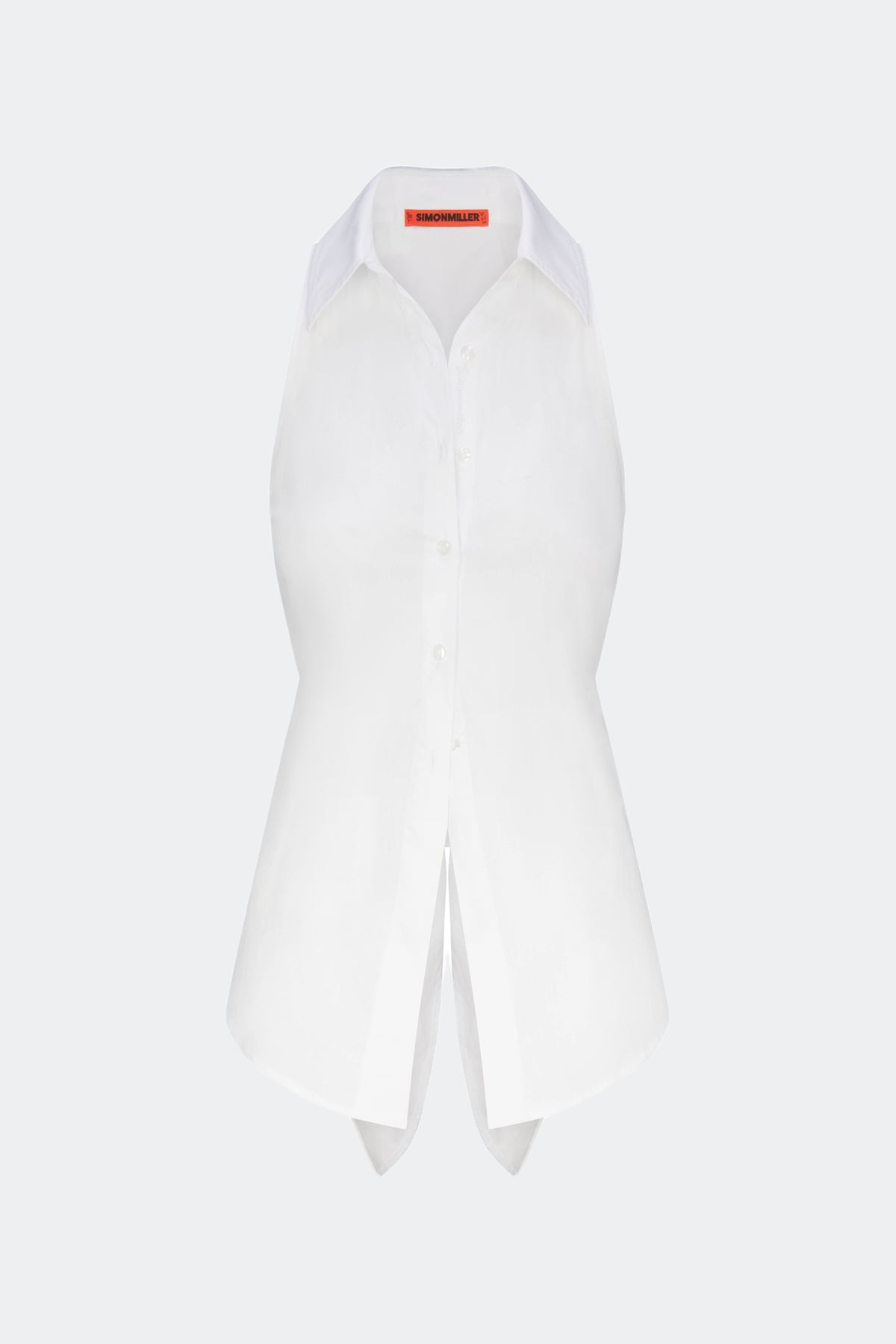 Loch Sleeveless Poplin Button Up - MACADAMIA