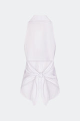 Loch Sleeveless Poplin Button Up - MACADAMIA