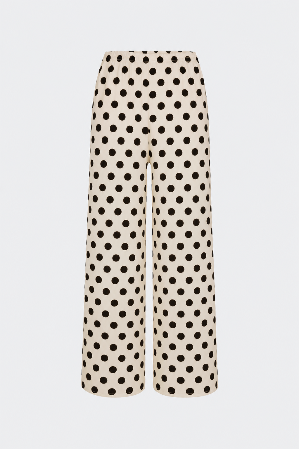Nella Crepe Wide Leg Pant - Macadamia/Black Polka Dot