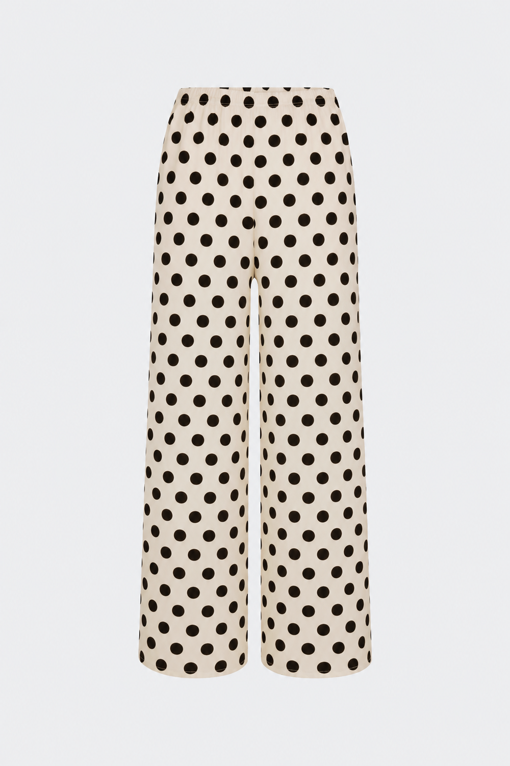 Nella Crepe Wide Leg Pant - Macadamia/Black Polka Dot