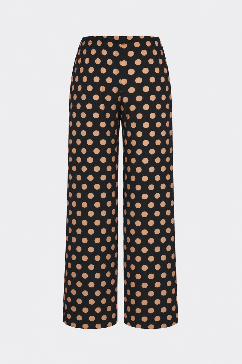Nella Crepe Wide Leg Pant - Black/Tan Polka Dot