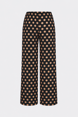 Nella Crepe Wide Leg Pant - Black/Tan Polka Dot