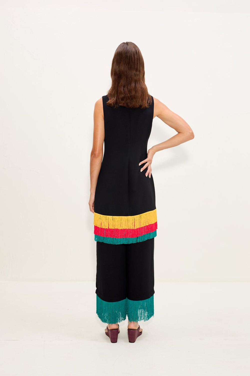 Bowie Fringe Mini Dress - Black Multi