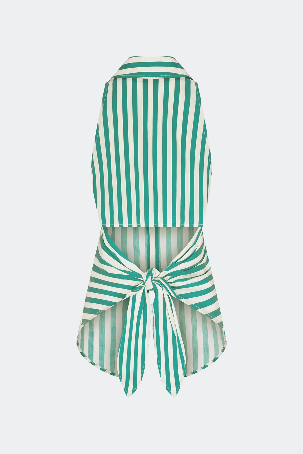 Loch Sleeveless Poplin Button Up - Teal/Cream Stripe