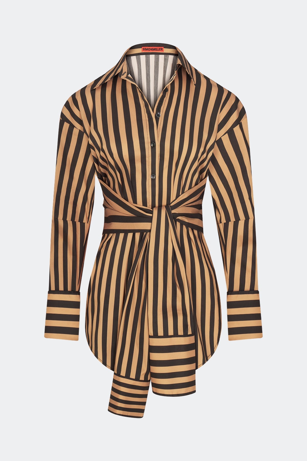 Inna Poplin Top - Black/Tan Stripe