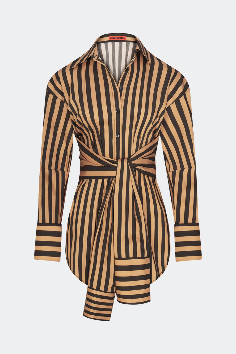 Inna Poplin Top - Black/Tan Stripe