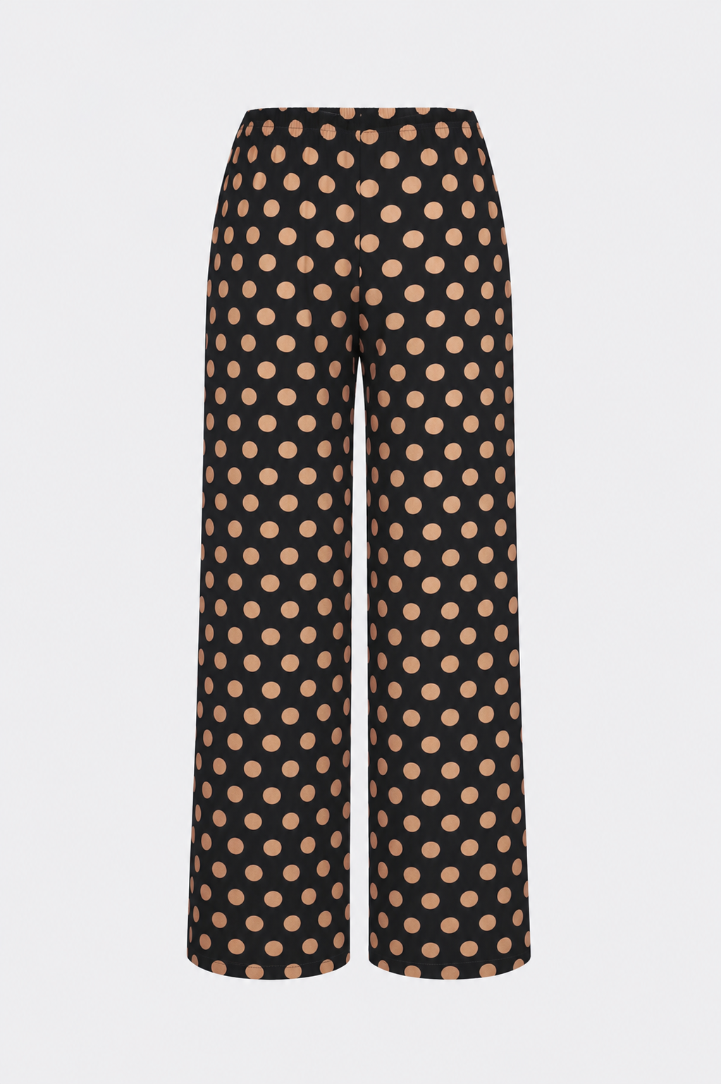 Nella Crepe Wide Leg Pant - Black/Tan Polka Dot