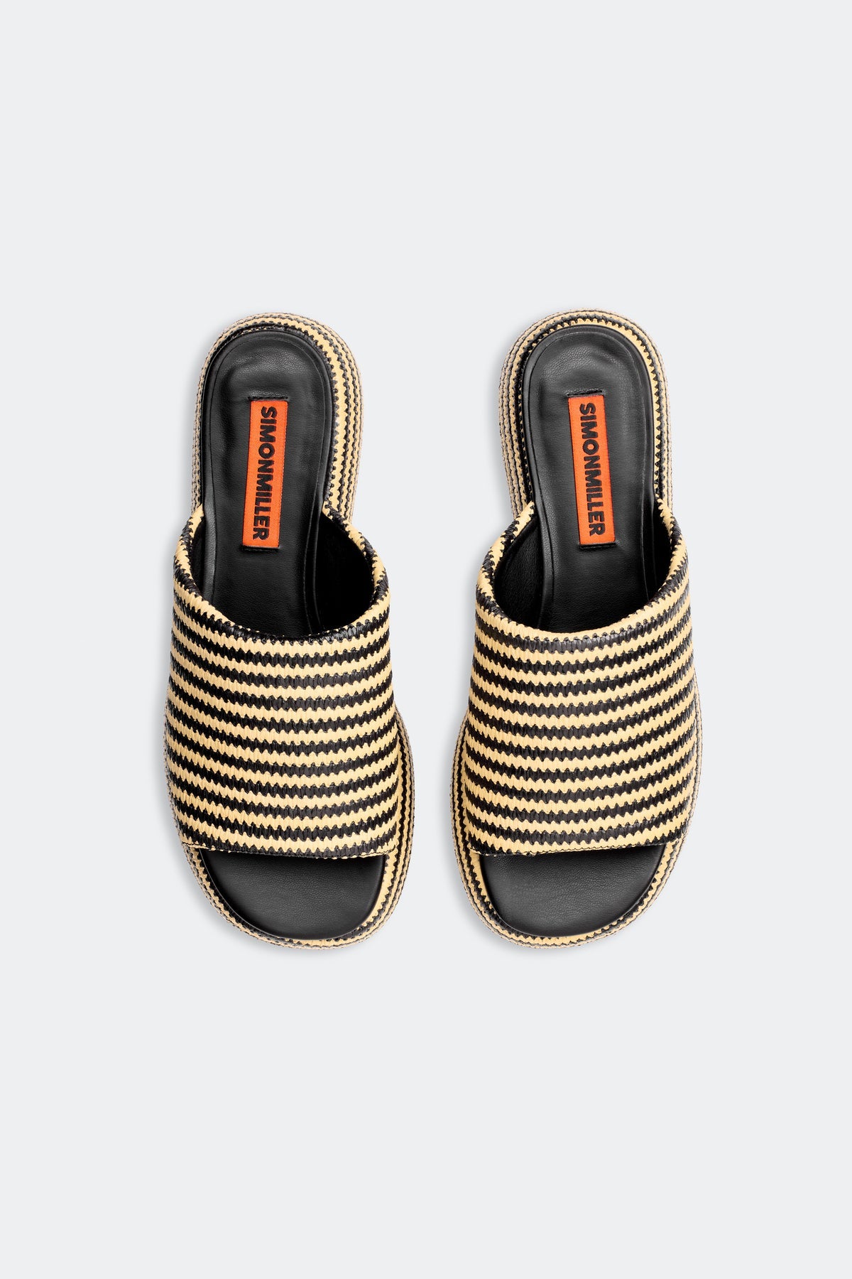 Raffia Cloudy Platform - Black/White Micro Stripe