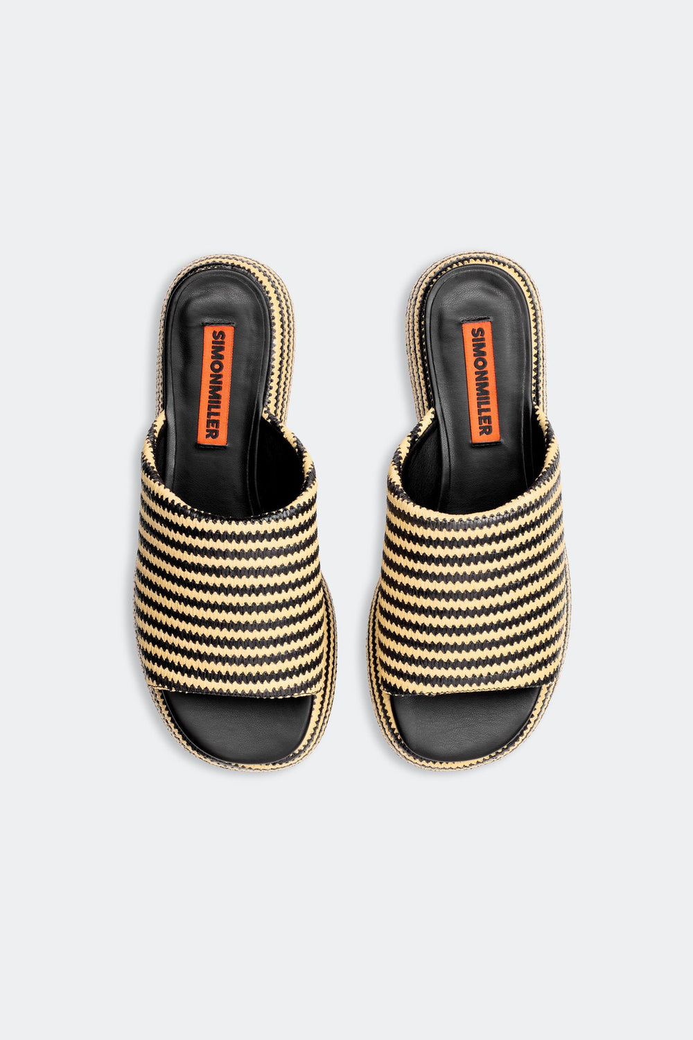 Raffia Cloudy Platform - Black/White Micro Stripe
