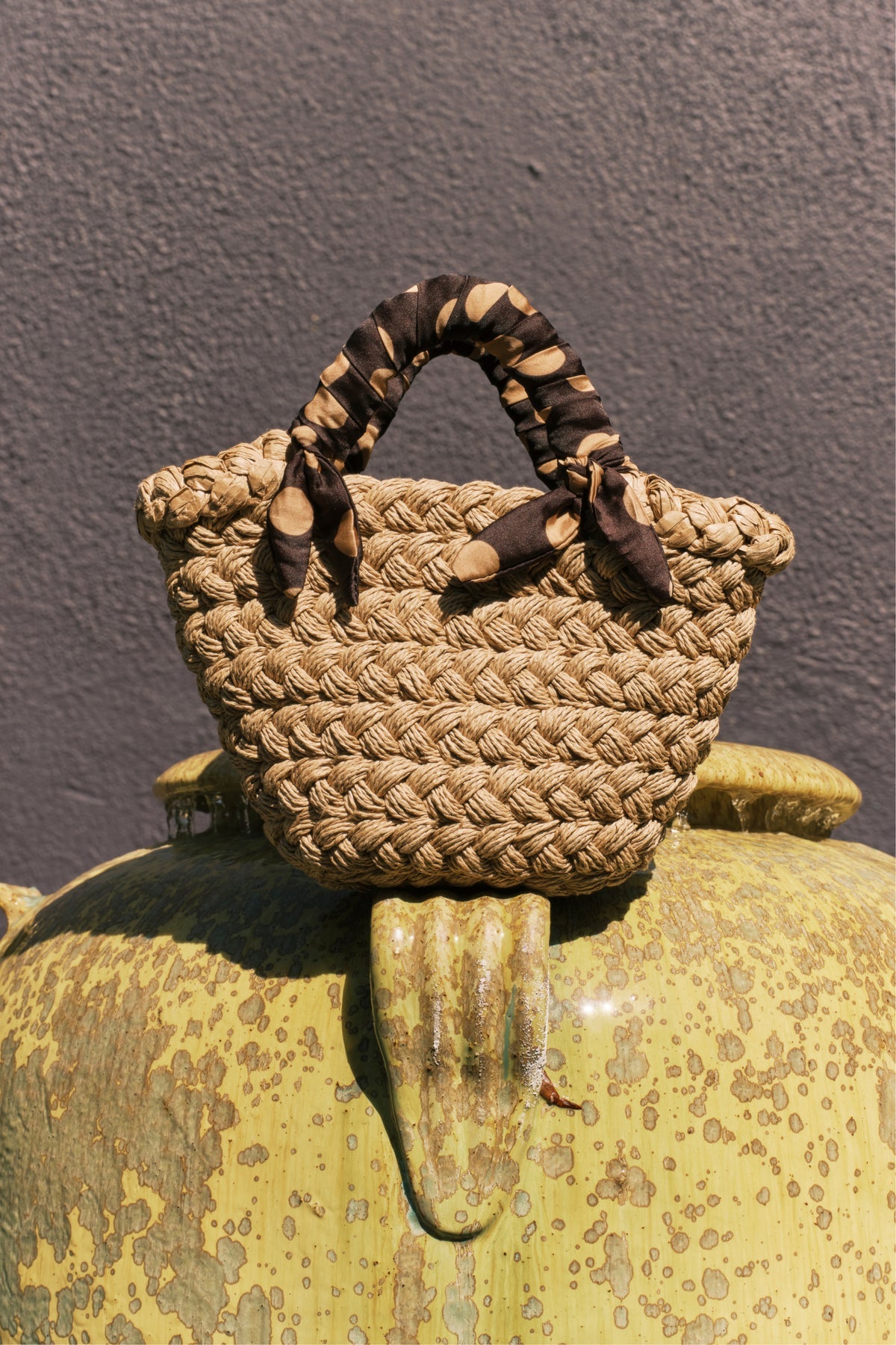 Twilly Basket Bag - Polka Dot/Natural