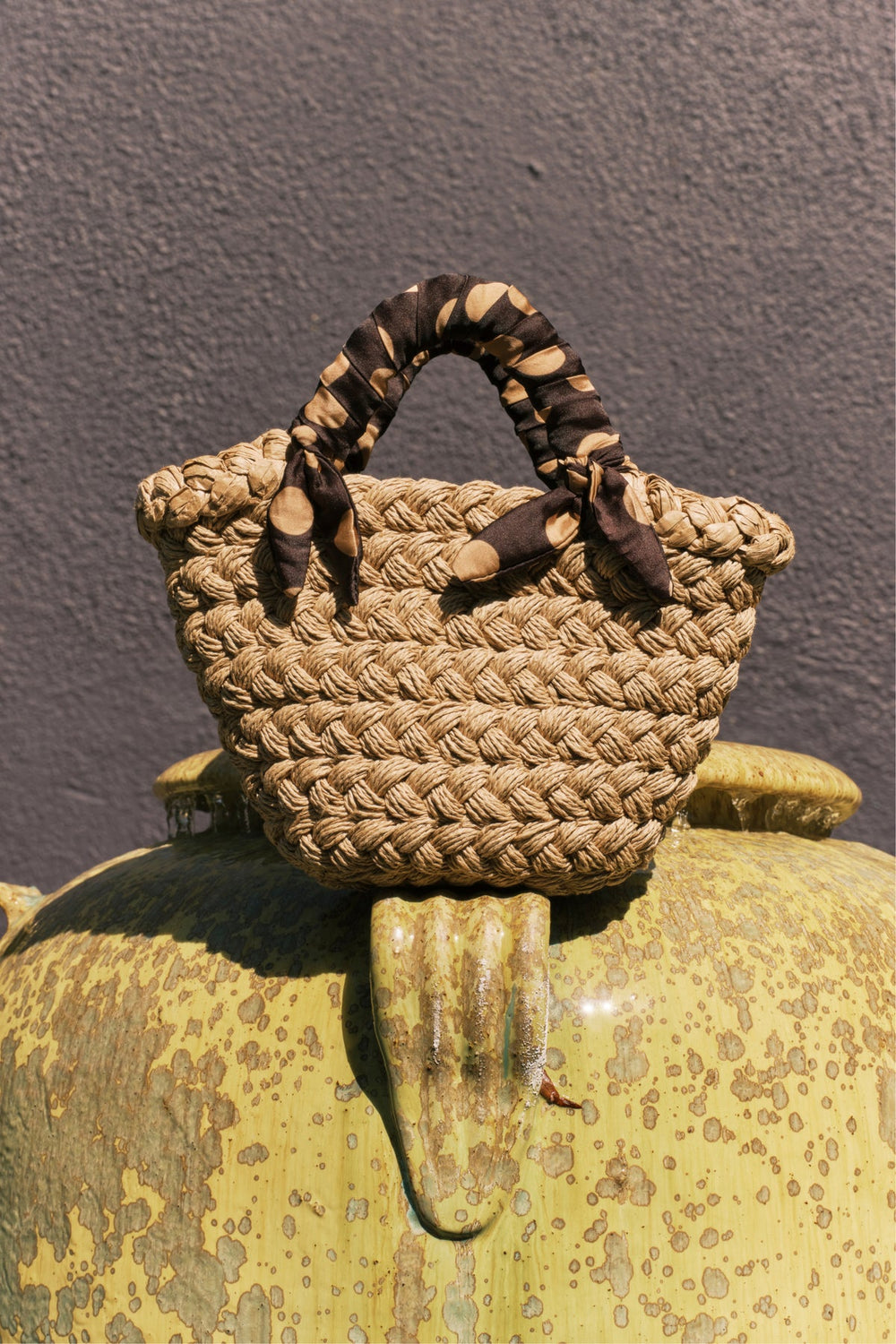 Twilly Basket Bag - Polka Dot/Natural