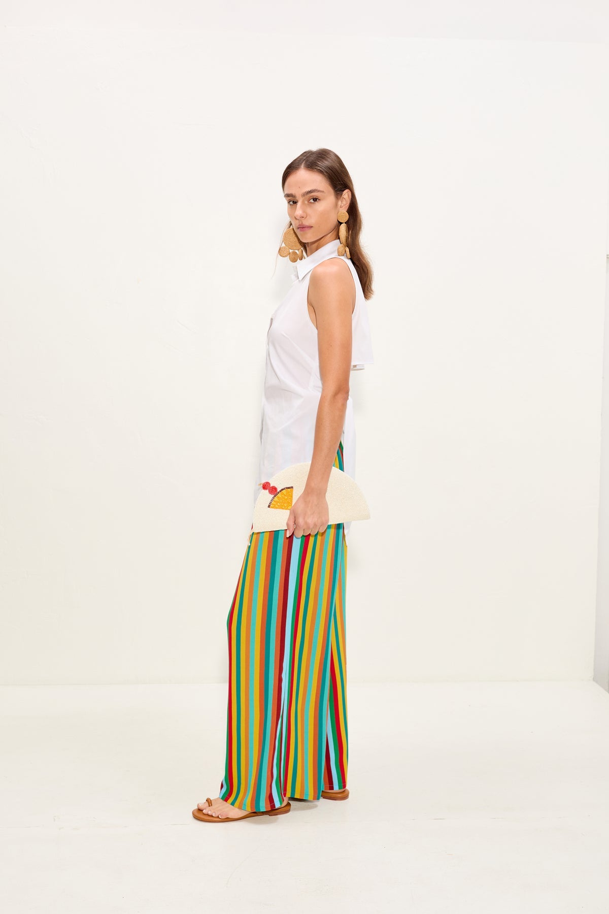 Beaded Lune Clutch - Pina Colada Motif