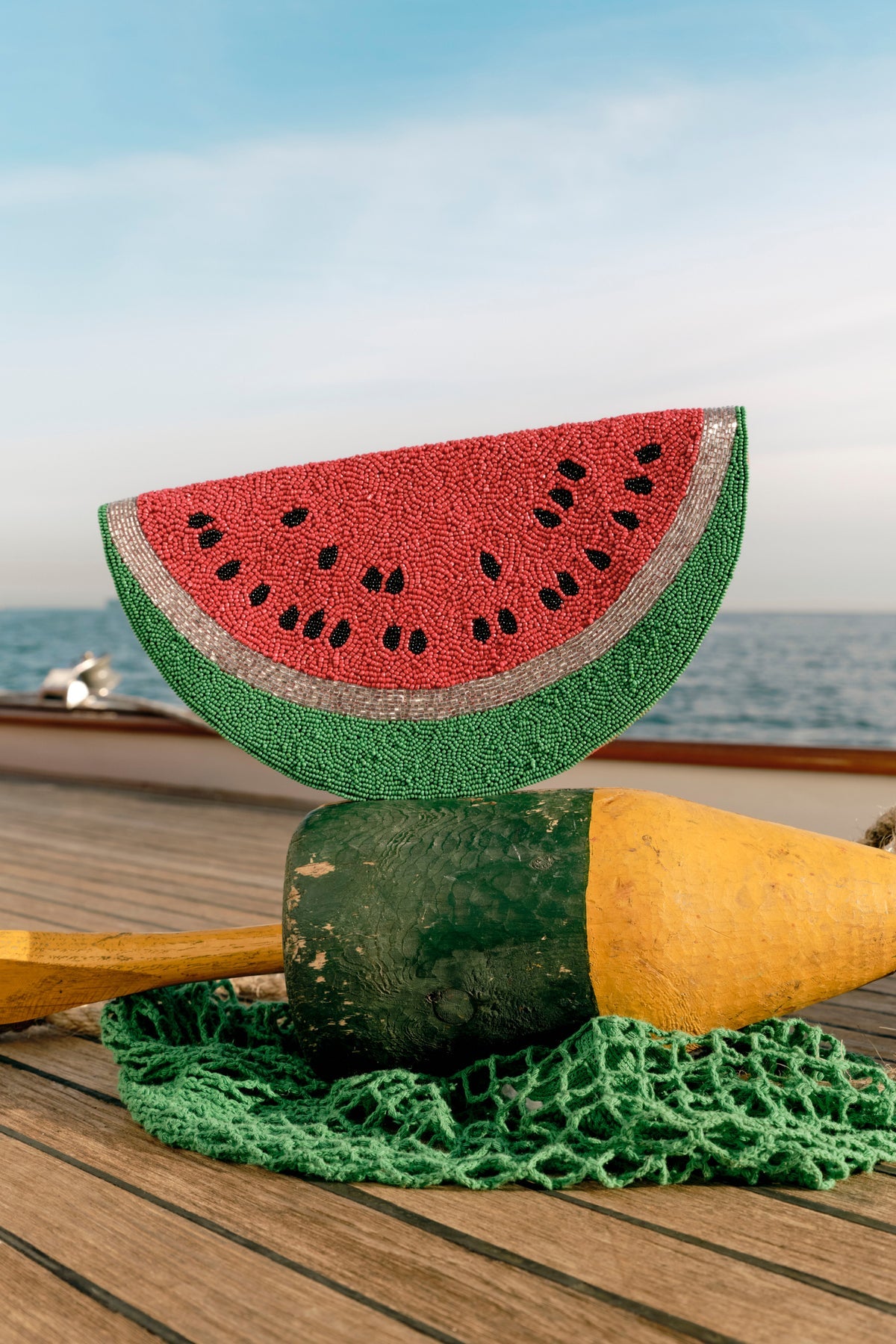 Beaded Lune Clutch - Watermelon