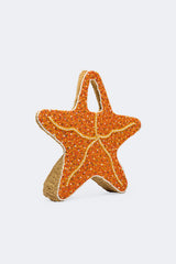 Beaded Starfish Bag - Orange/Natural