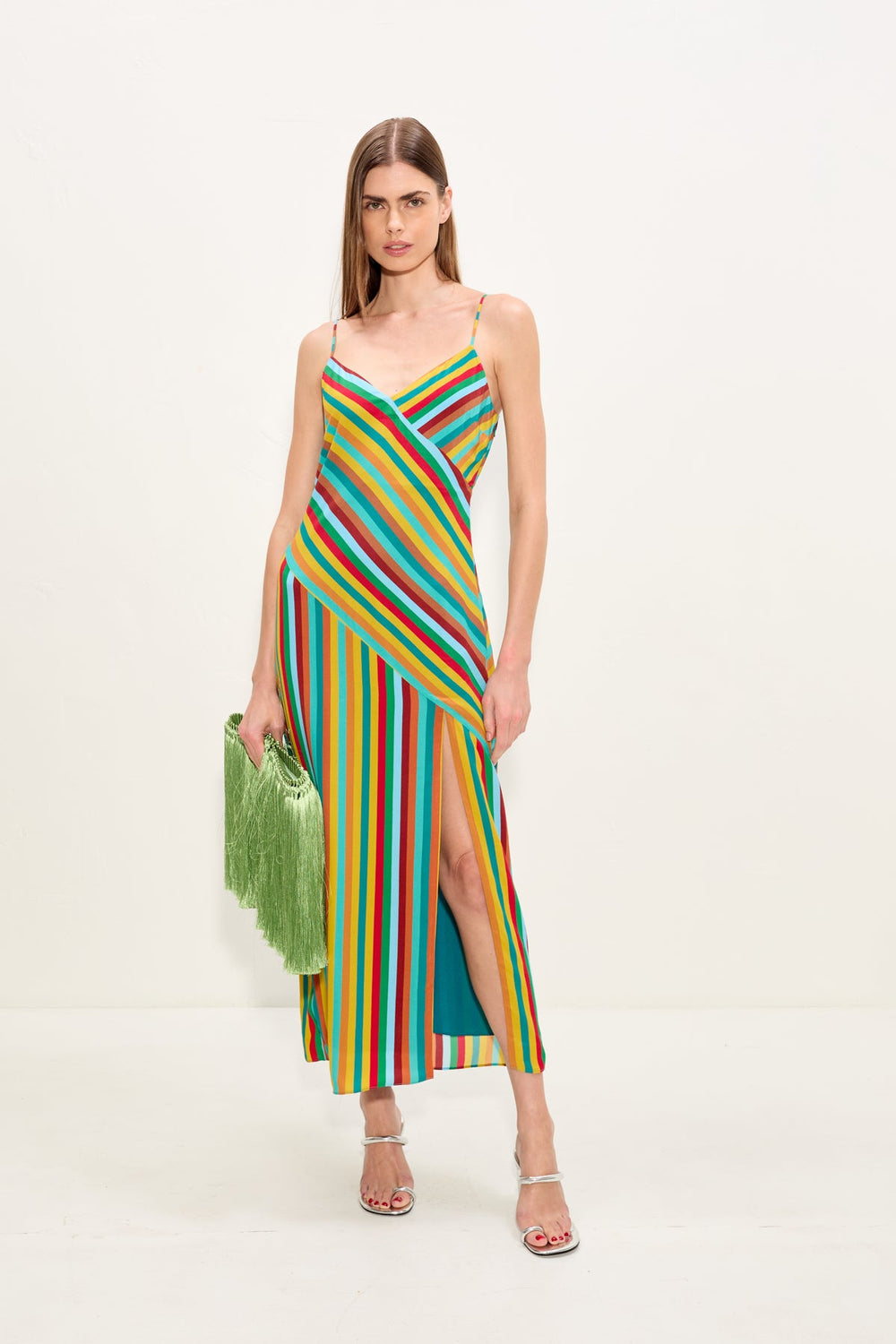Maude Crepe Dress - Vibrant Multi Stripe