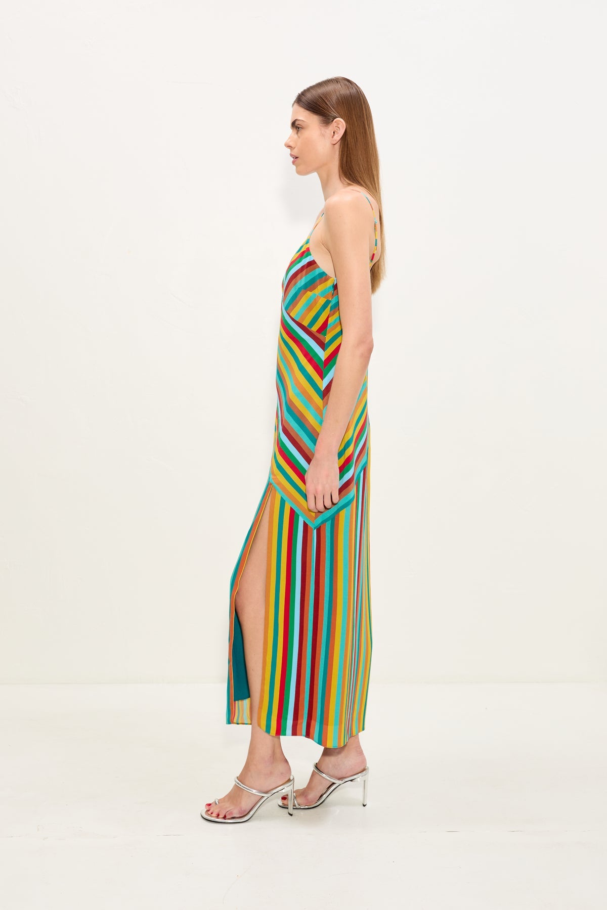 Maude Crepe Dress - Vibrant Multi Stripe
