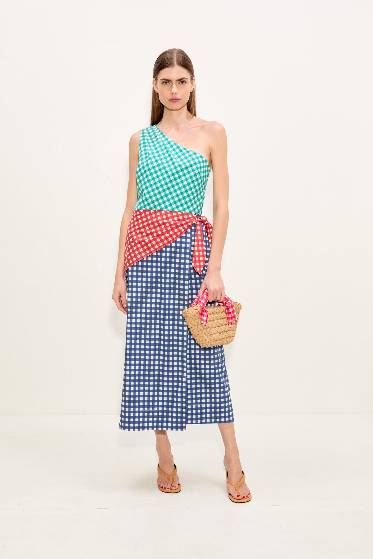 Belem Poplin Midi Dress - Teal Gingham Multi