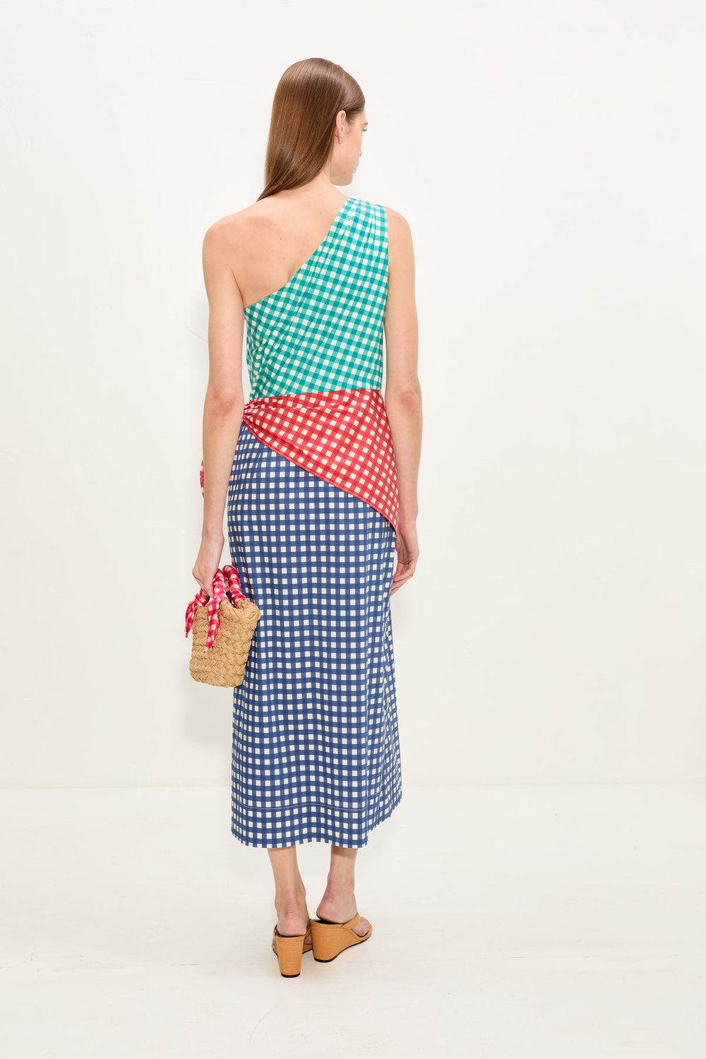 Belem Poplin Midi Dress - Teal Gingham Multi