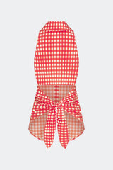 Loch Sleeveless Poplin Button Up - Tomato/White Gingham