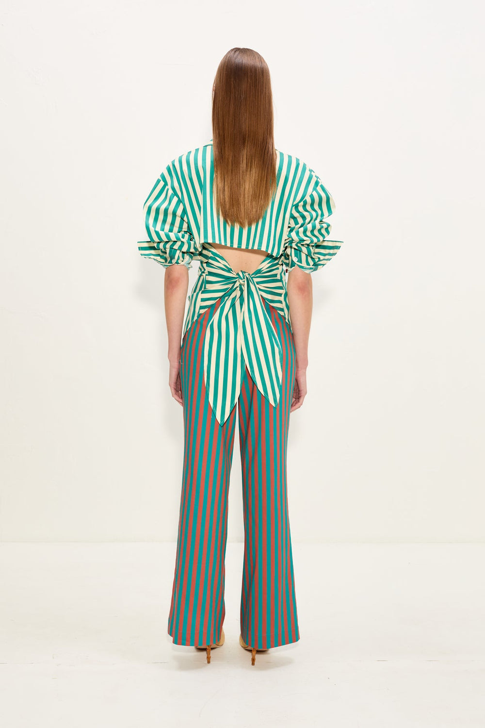 Loch Poplin Button Up - Teal/Cream Stripe