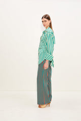 Loch Poplin Button Up - Teal/Cream Stripe