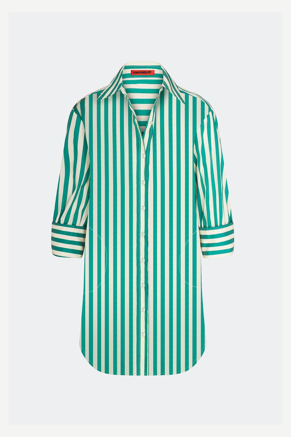 Kena Poplin Dress - Teal/Cream Stripe
