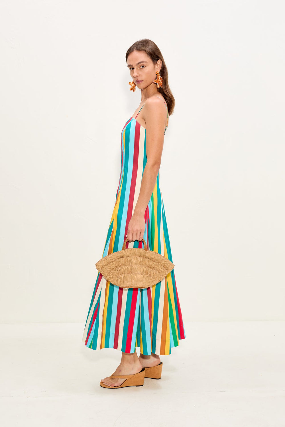 Astrid Poplin Dress - Vibrant Multi Stripe