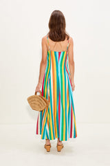 Astrid Poplin Dress - Vibrant Multi Stripe