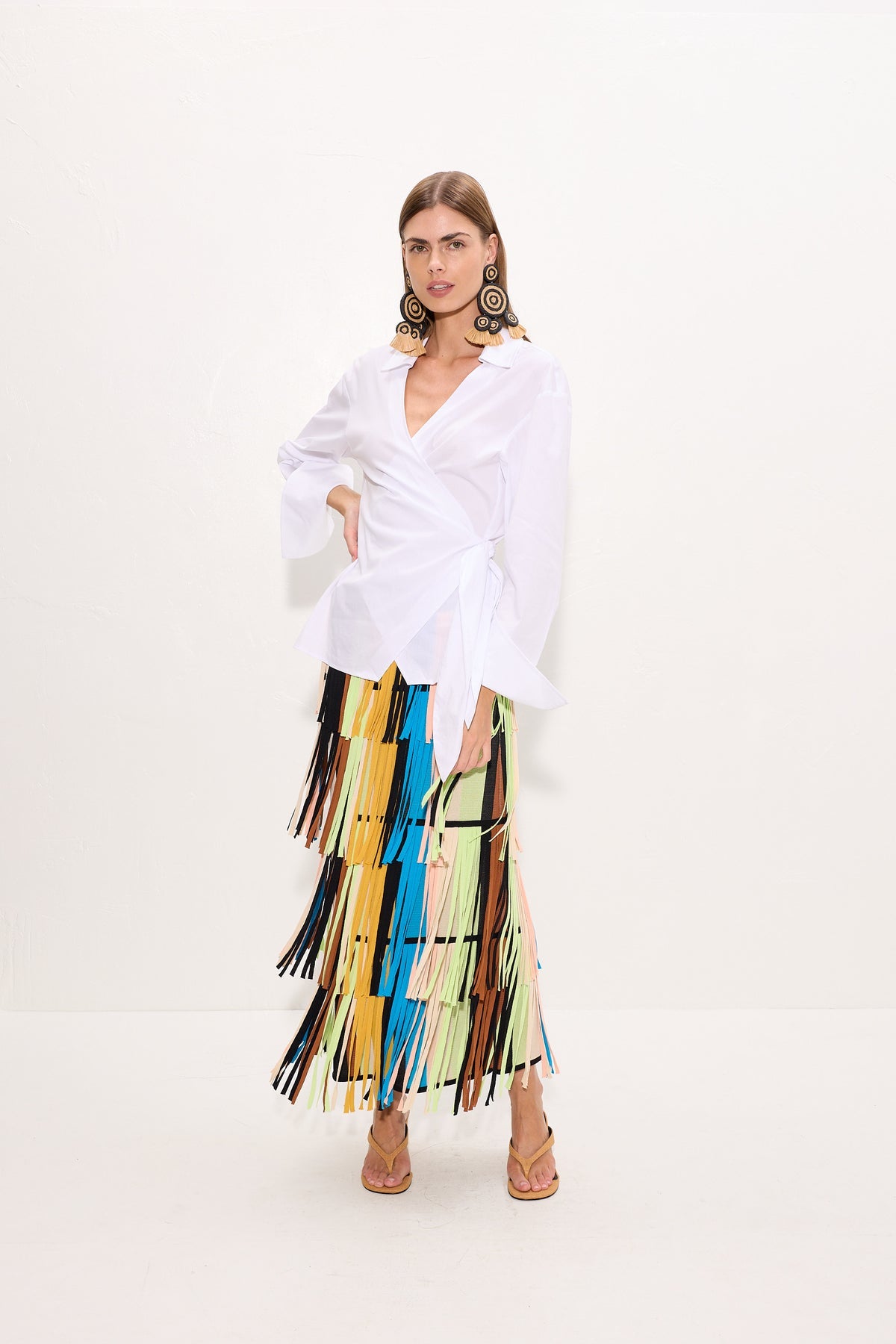Anya Poplin Wrap Top - Macadamia