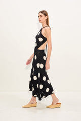 Kit Crochet Top - Black/Macadamia Polka Dot