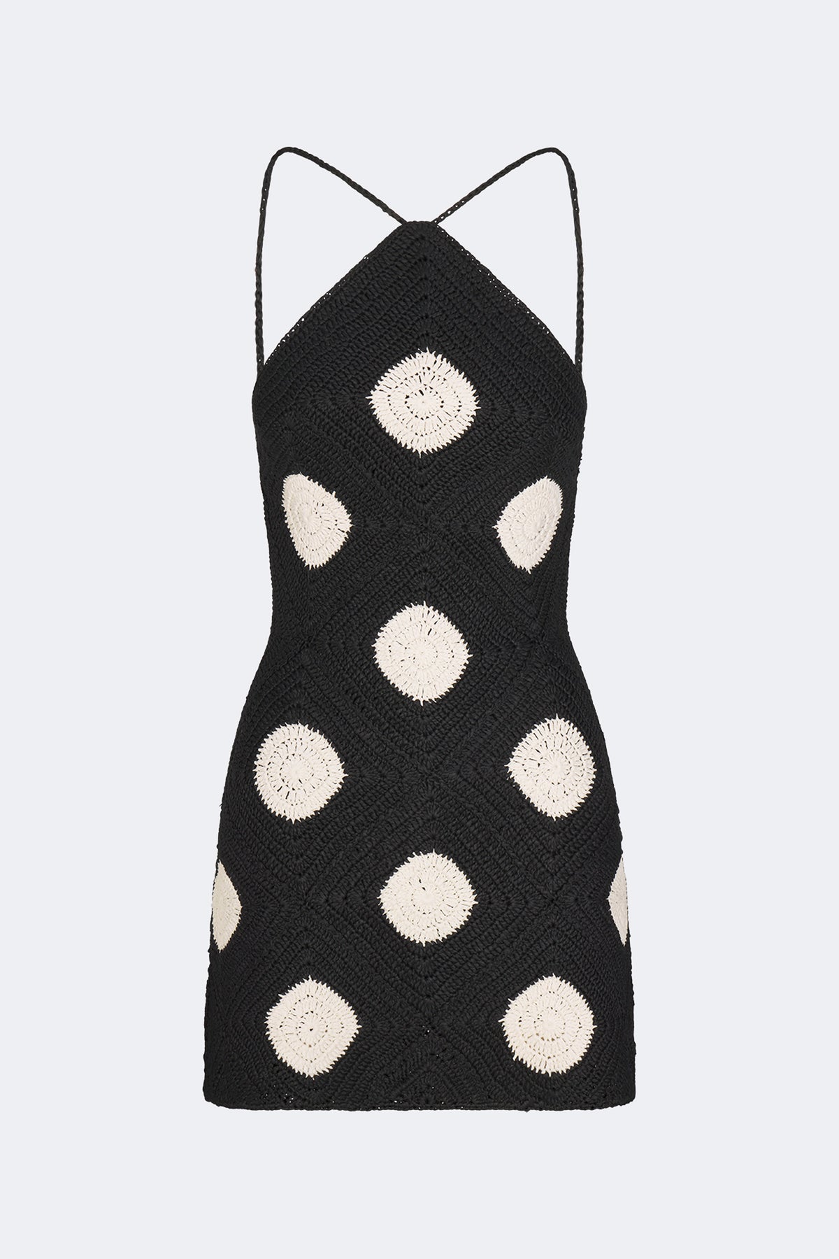 Kit Crochet Mini Dress - Black/Macadamia Polka Dot