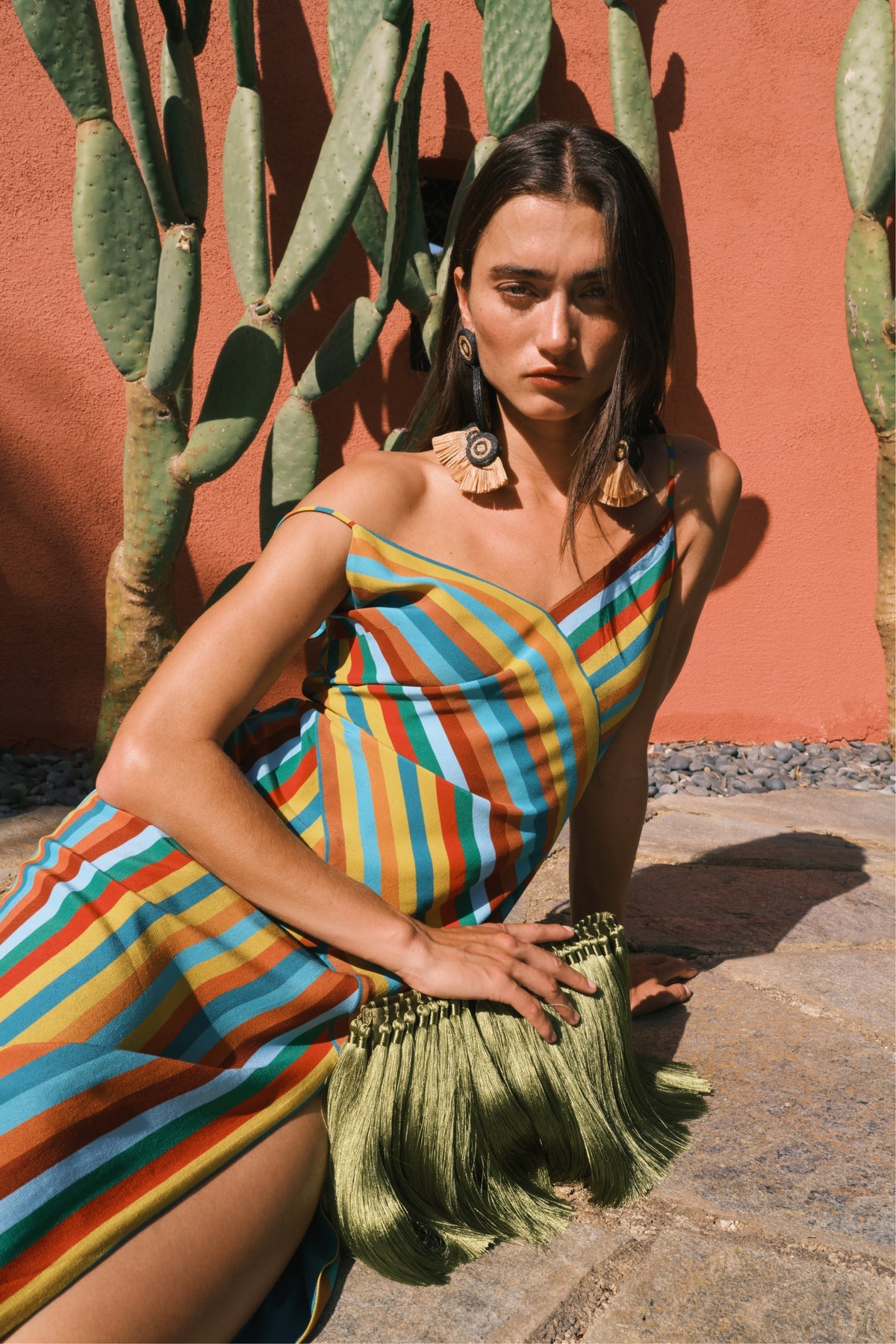 Maude Crepe Dress - Vibrant Multi Stripe